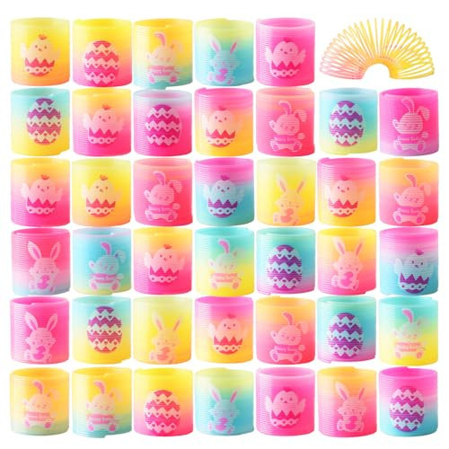 40PCS Easter Magic Spring Toys for Easter Basket Stuffers for Boys Girls, Fidget Stress Mini Coil Spring Toys Easter Eggs Fillers for Kids, Non Candy Easter Party Favors Classroom Prizes | Amazon (US)