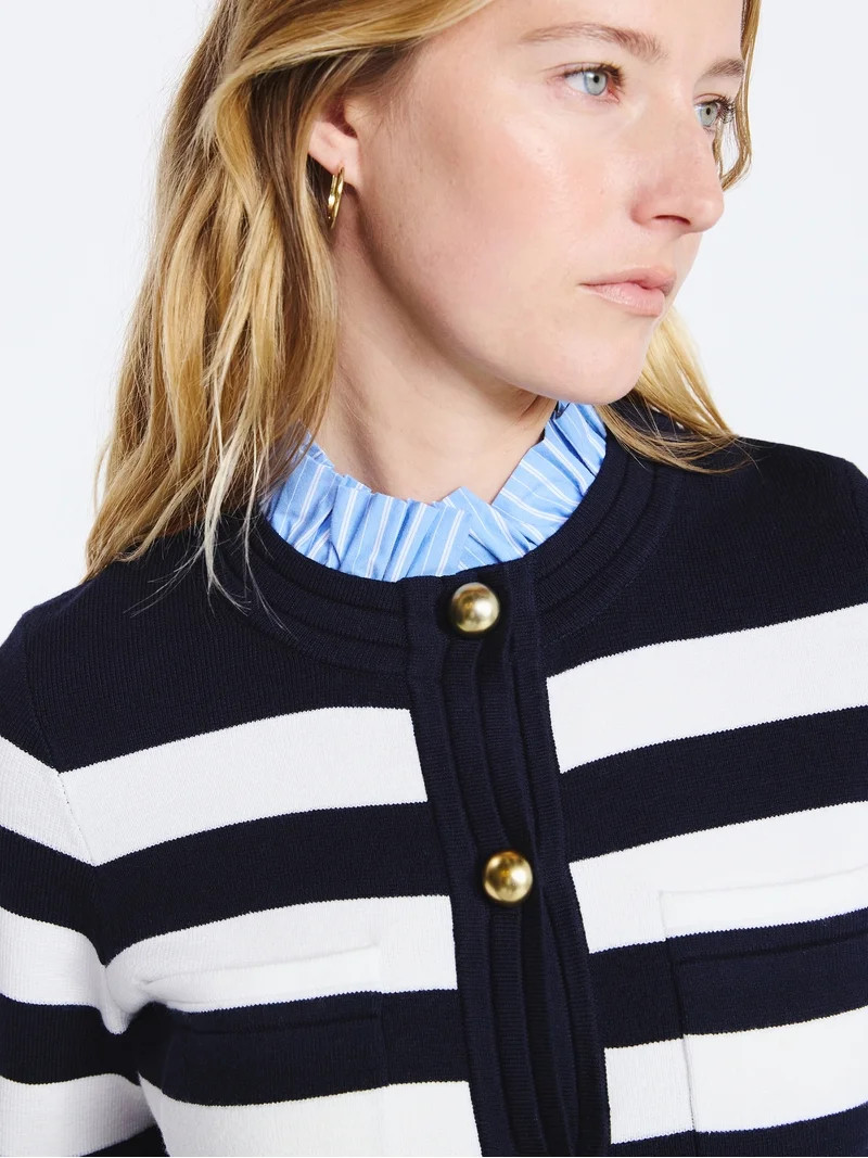 Free Assembly Women's Ruffle Neck Cardigan Sweater, Midweight, Sizes XS-XXL | Walmart (US)