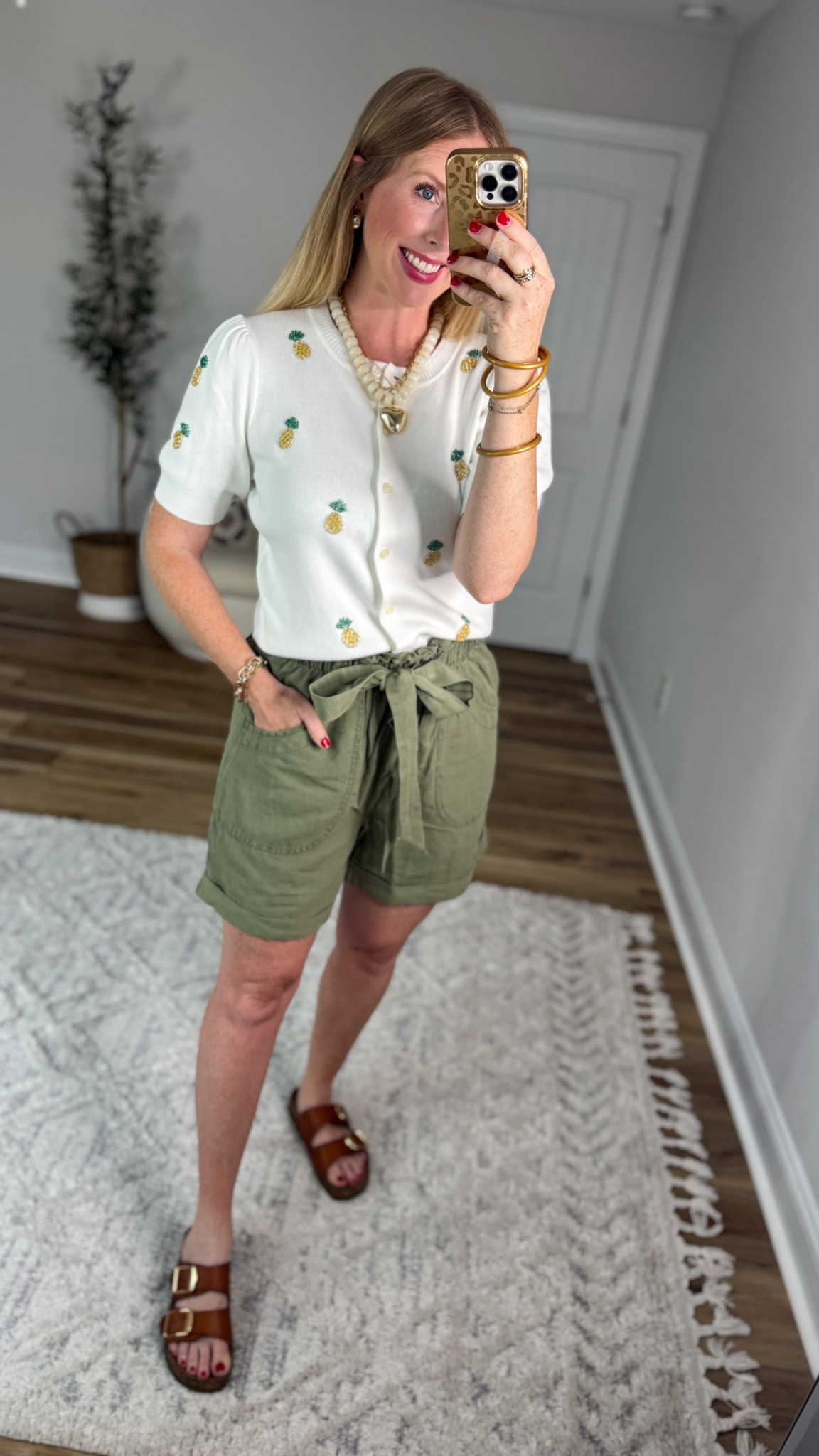 Daily try on, Walmart outfit, Walmart fashion, Walmart try on, pineapple cardigan, paperbag waist shorts, free assembly

#LTKmomlife #LTKootd
