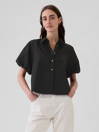 Organic Cotton Poplin Bubble Sleeve Shirt | Gap (US)