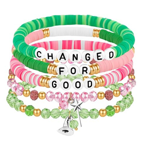 DAYANEY 5 Pcs Friendship Bracelets, BFFs Bracelets for Teen Girls as Friend Birthday Gifts, Pink and Green Best Friend Matching Accessories as Halloween Party Witch Costume Gifts for Fans Dress Decor | Amazon (US)