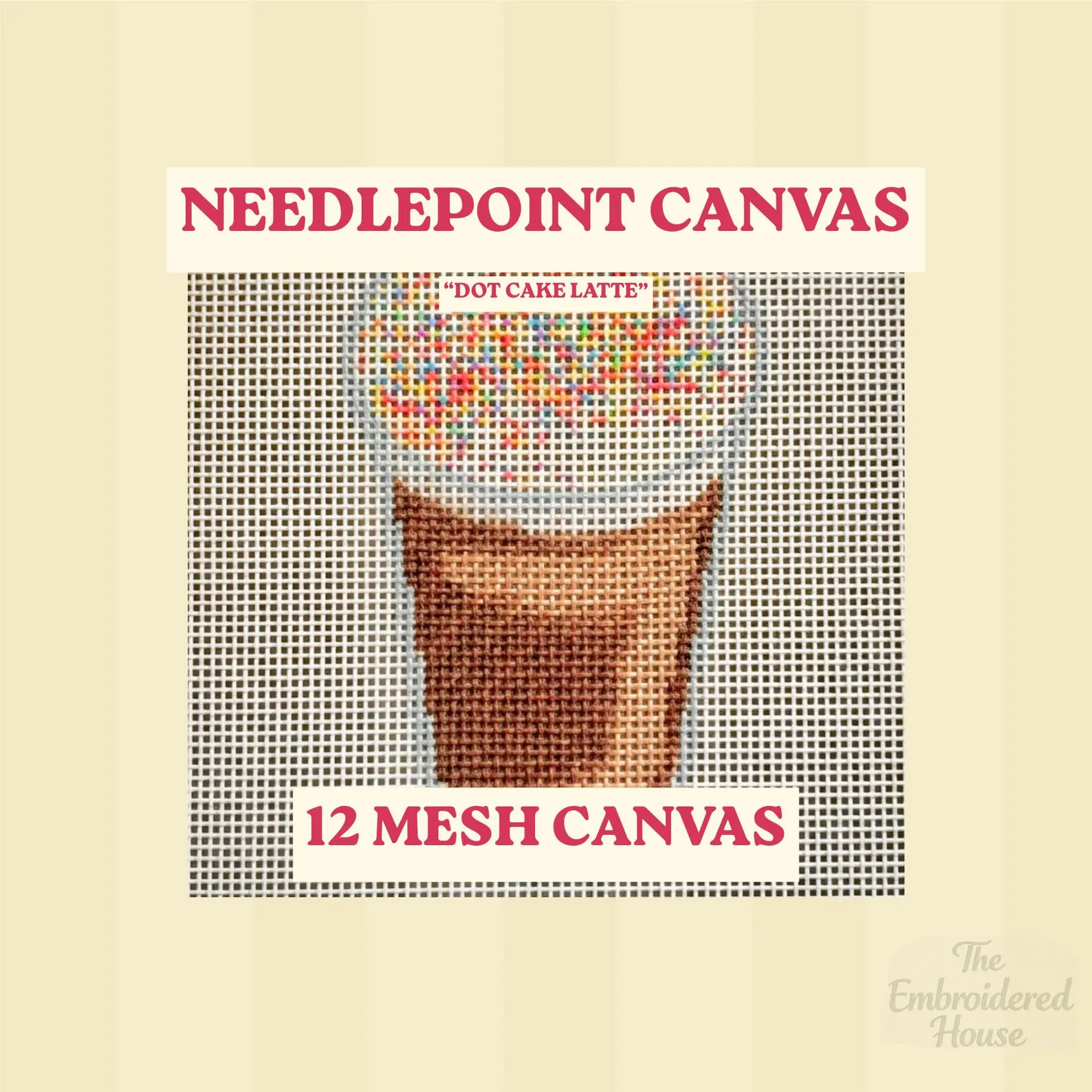 Dot Cake Latte Printed Needlepoint Canvas, Mini Ndlpt Design, Modern, Beginner 12 Mesh Stitch Pro... | Etsy (Global)