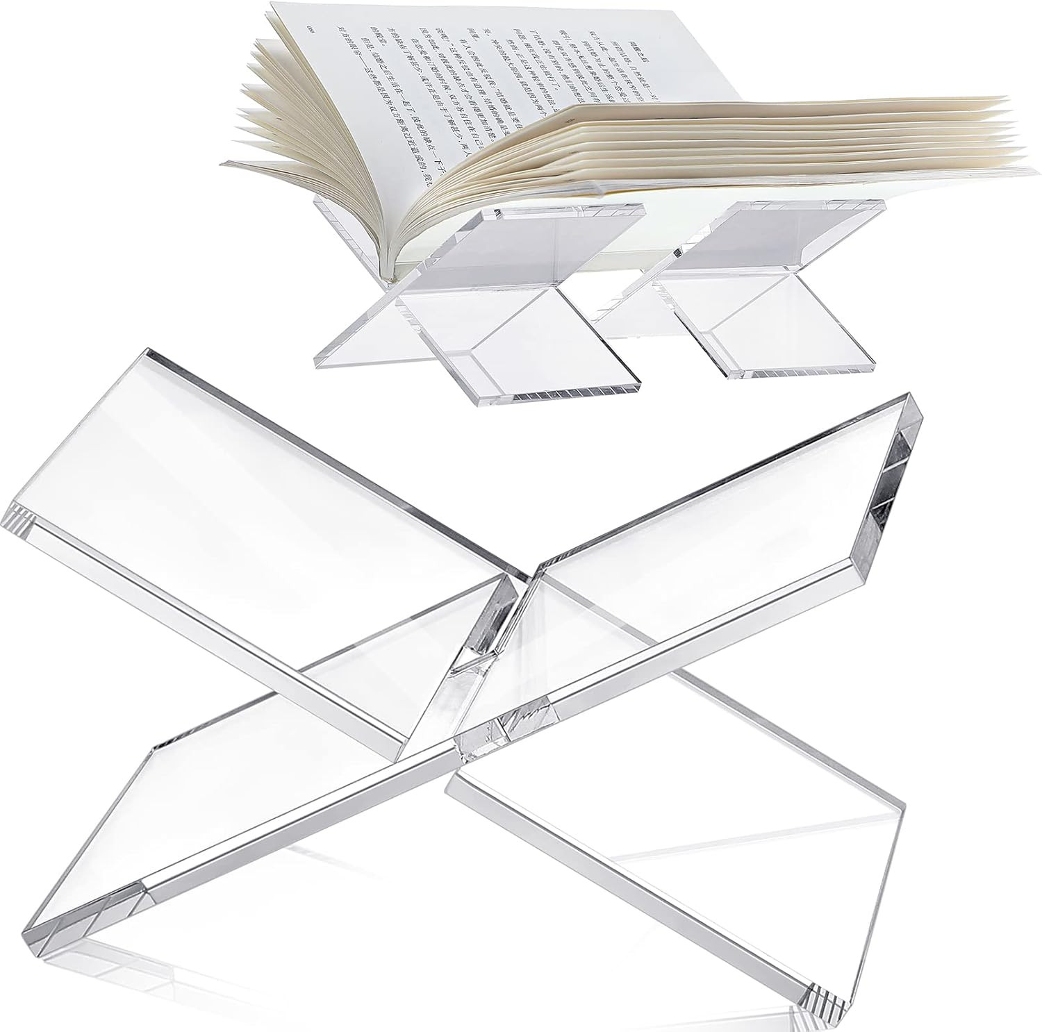 2 Pieces Mini Clear Acrylic Book Stand Small Reading Book Holder for Open and Closed Books Displa... | Amazon (US)