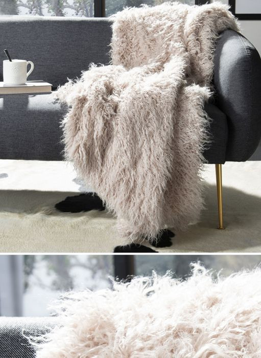 Faux Sheepskin Throw Blanket | Antique Farm House