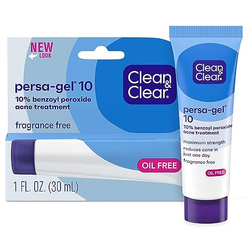 Clean & Clear Persa-Gel 10 Oil-Free Acne Spot Treatment with Maximum Strength 10% Benzoyl Peroxide, Topical Pimple Cream & Acne Gel Medication for Face Acne, Fragrance-Free, 1 fl. oz | Amazon (US)