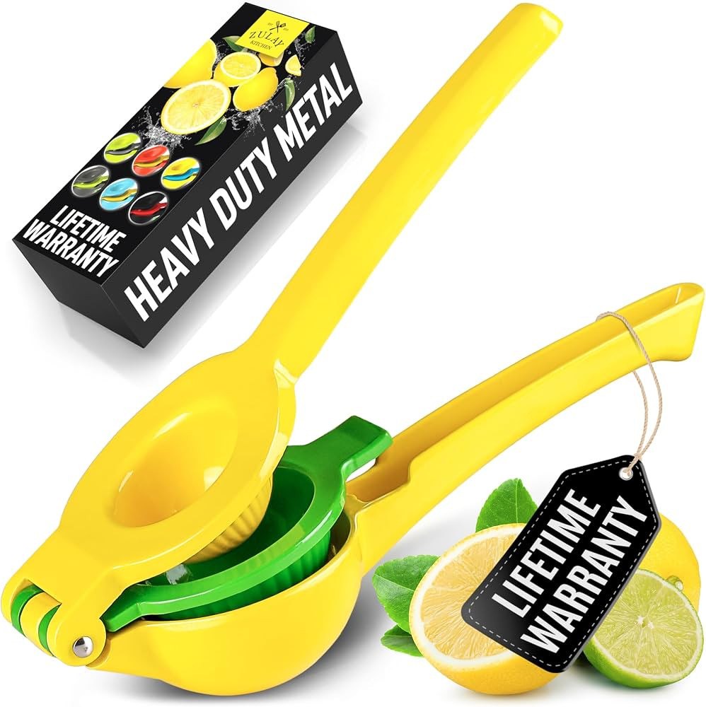 Zulay Kitchen Metal 2-in-1 Lemon Squeezer - Sturdy Max Extraction Hand Juicer Lemon Squeezer Gets... | Amazon (US)