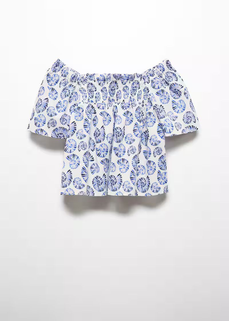 Ruched printed blouse | MANGO (US)