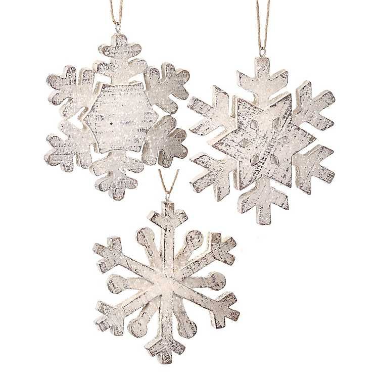 New! Frosted Snowflake Ornaments, Set of 3 | Kirkland's Home