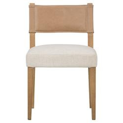 Ely Rustic Lodge Cream Performance Beige Wood Dining Side Chair | Kathy Kuo Home