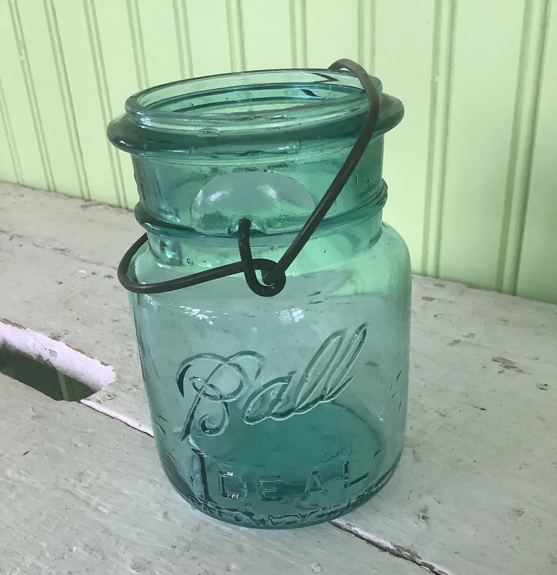 Ball Ideal 16 Oz Glass Jar/no Lid/blue/pat D July 14 1908/possible Age of Jar 1923-1933/measures ... | Etsy (US)