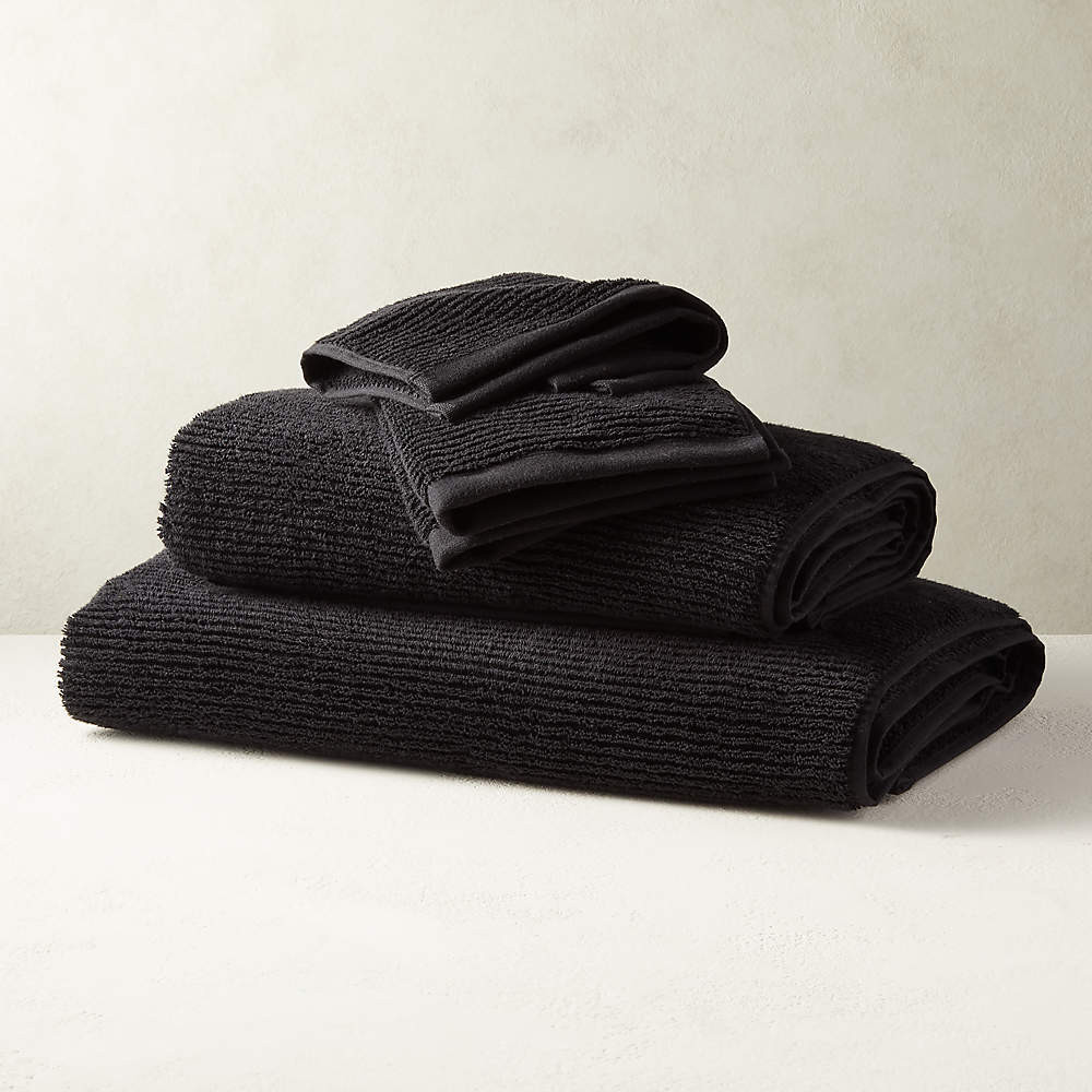 Brooks Ribbed Organic Cotton Black Bath Sheet + Reviews | CB2 | CB2