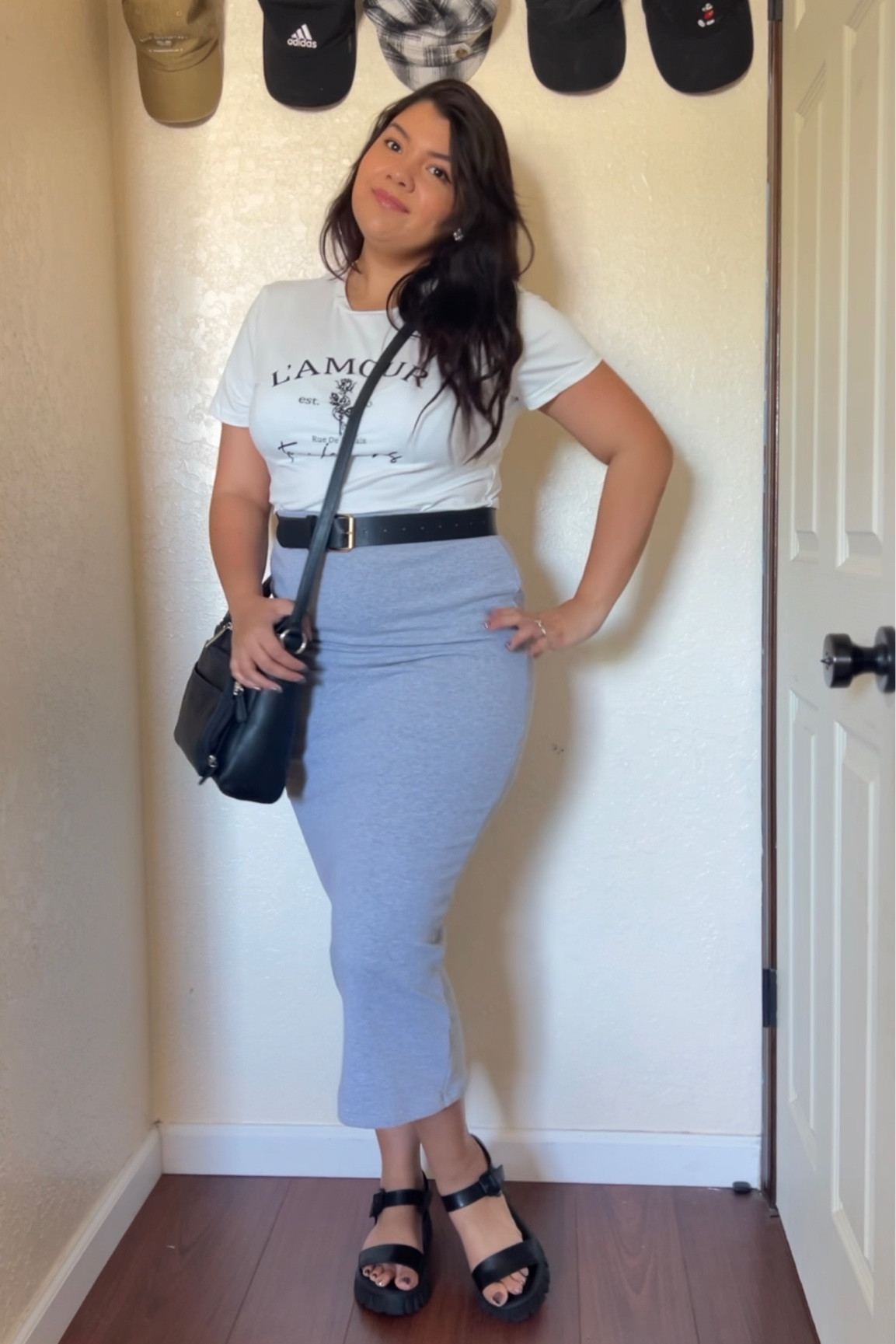 Casual Chic Outfit. 
This is such a effortless and easy way to dress up a graphic tee! Will be buying this maxi skirt in black as well for the fall time!!! 
SHEIN haul and finds are linked for you 

#LTKcurves #LTKSeasonal #LTKstyletip