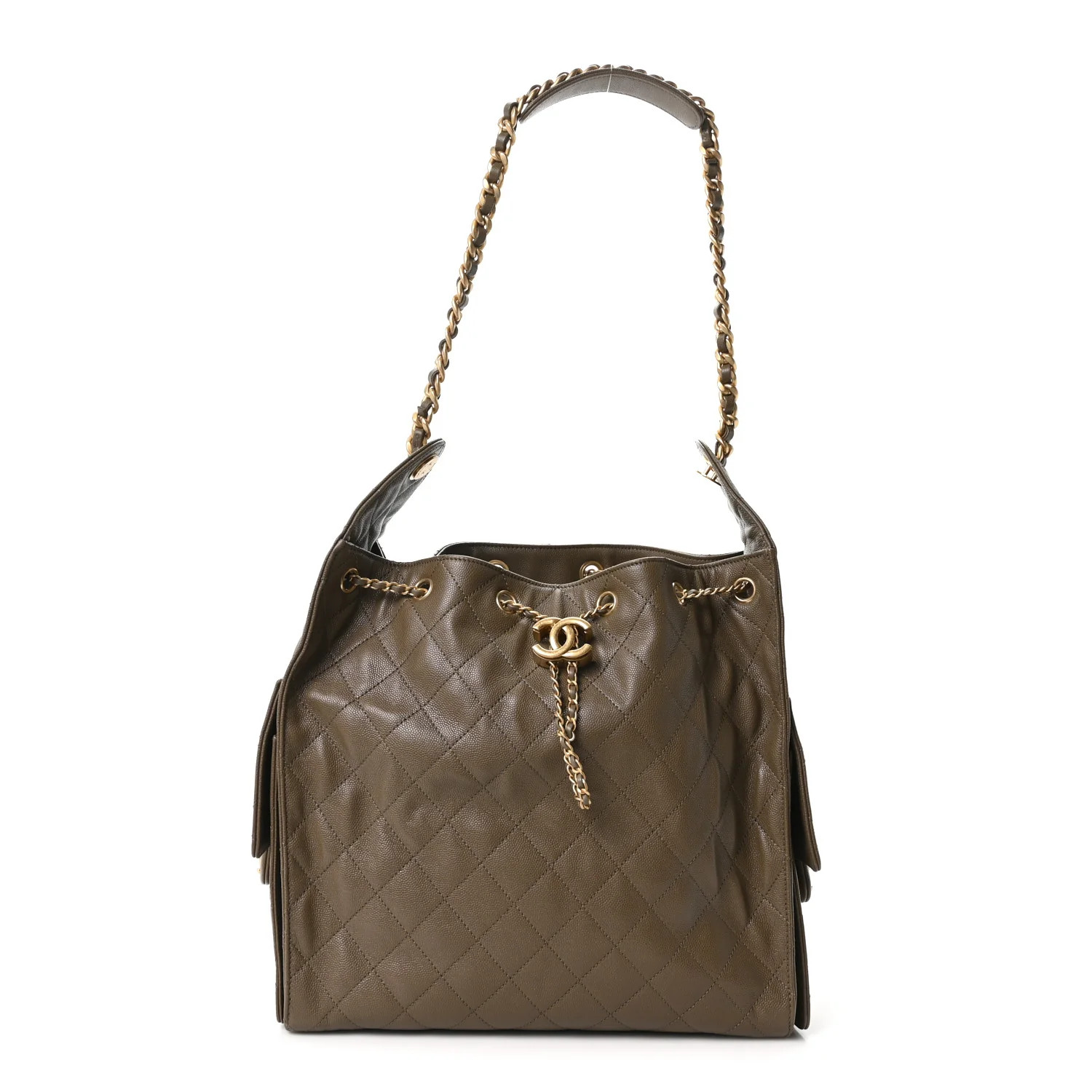 Chanel Caviar Quilted Medium Chanel 25 Handbag Dark Khaki 1914174 | FASHIONPHILE (US)