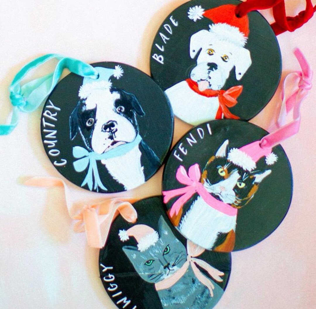 CUSTOM Pet Portrait Ornament Hand Painted Christmas Ornament Holiday Gifts - Etsy | Etsy (US)