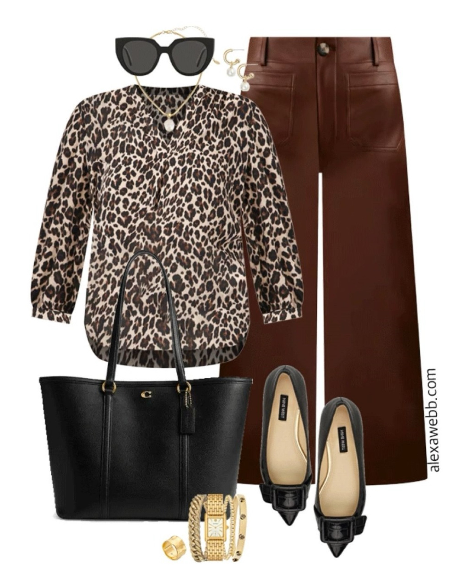 Plus size fall business casual work capsule wardrobe with a leopard blouse, cropped faux leather pants and black flats. Alexa Webb 

#LTKStyleTip #LTKWorkwear #LTKPlusSize