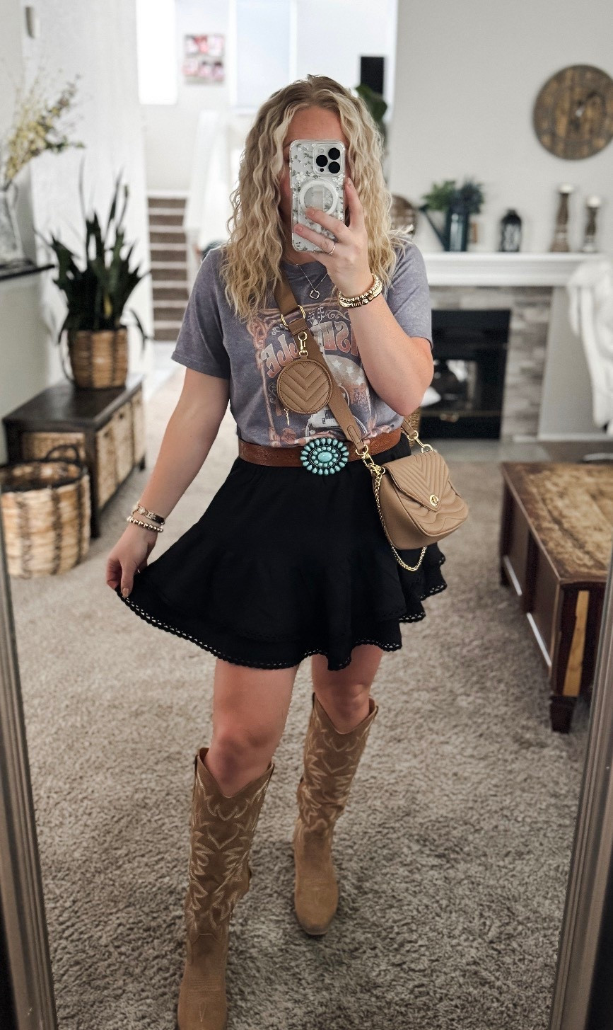 Country concert outfit idea from amazon — Nashville graphic tee, western belt, black skort, boots, and crossbody purse 






Nashville outfits, western outfit, festival outfit, western boots, western boho outfit, amazon outfits 2026, concert outfit ideas, summer outfit amazon, Amazon outfit ideas, summer concert outfit, summer festival, rodeo outfit

#LTKSaleAlert #LTKPetite #LTKFestival