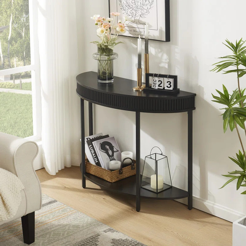 Ebern Designs Fluted Half Moon Console Table & Reviews | Wayfair | Wayfair North America