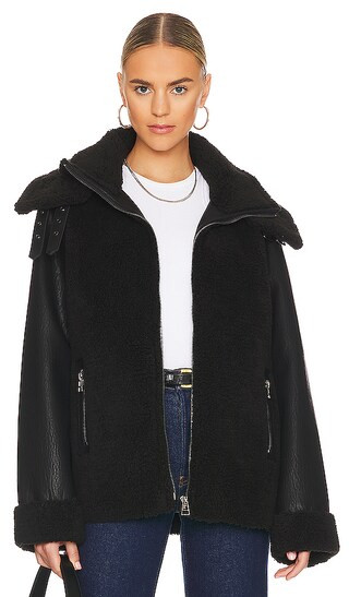 Symbiosis Faux Fur Jacket in Black | Revolve Clothing (Global)
