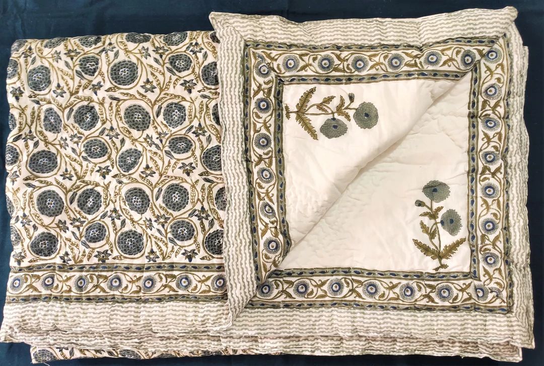 Traditional Jaipuri Razai,Hand Block Printed Kantha Quilt,Lightweight Soft Quilt, 100% Cotton Com... | Etsy (US)