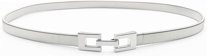 Skinny Waist Belt of Women Elastic Metal Stretch Chain Belt Gold and Silver | Amazon (US)
