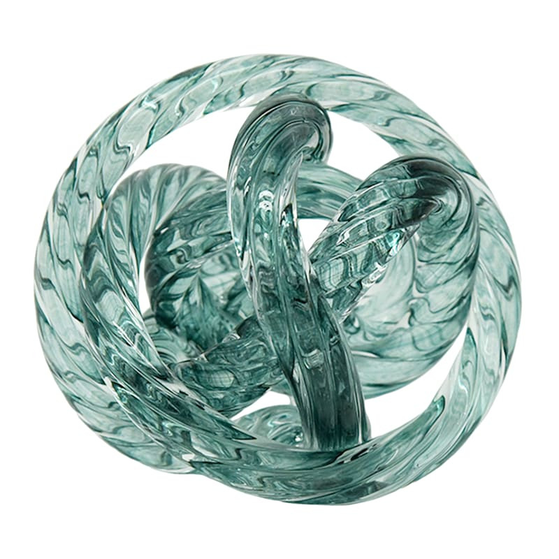 Green Glass Knot Decor, 5" | At Home