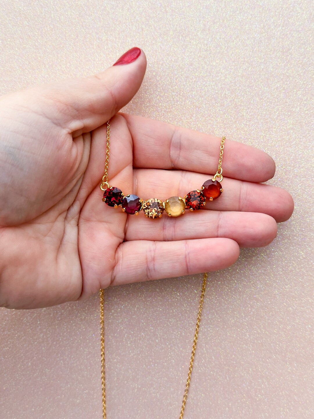 Autumn Opulence 8mm 6 Stone Necklace - Etsy | Etsy (US)