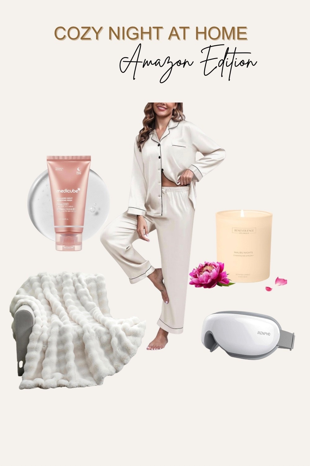 Cozy night in essentials 🤍
Everything I reach for when I want a slow, relaxing night at home — soft pajamas, warm candlelight, plush textures & simple self-care.


#LTKBeauty #LTKselfcare #LTKHome