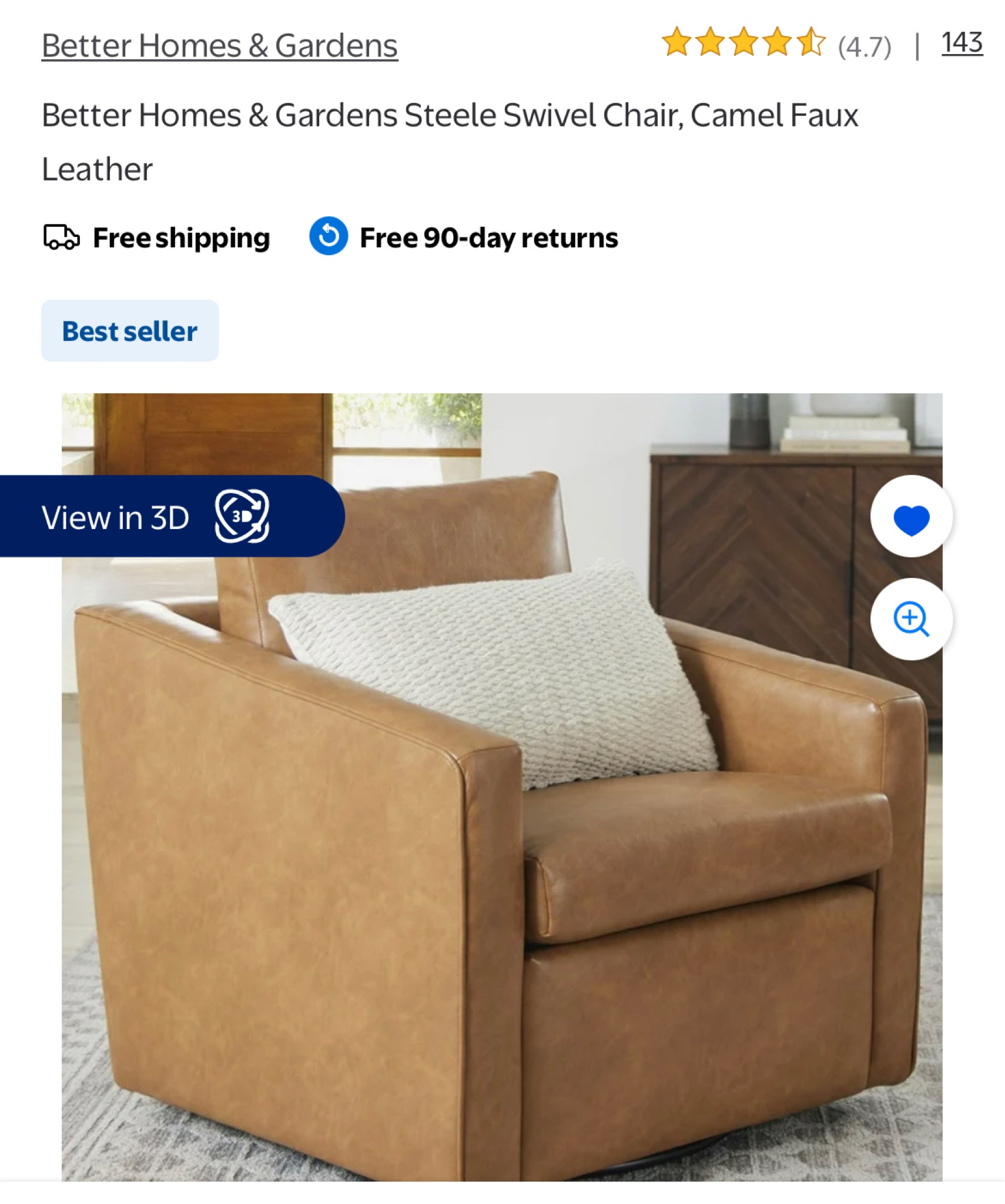RUNNNNNN! The infamous camel faux leather swivel chair from Walmart is back in stock!! $286 for a Pottery Barn look alike! 



#walmart find
#Walmart home
#swivel chair
#faux leather chair
#pottery Barn dupe
#affordable home 
#accent chairs
#living room furniture 
#family room furniture 
#look for less
#design inspo

#LTKHome