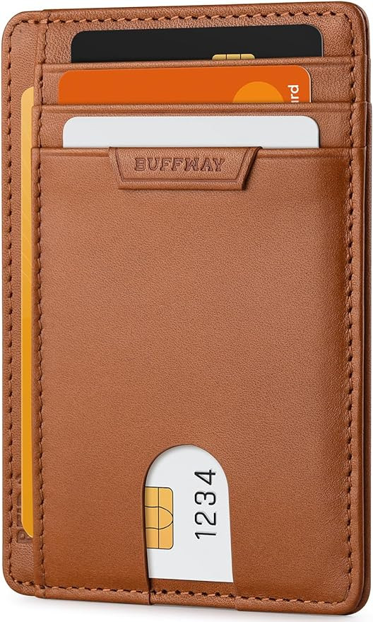 Buffway Slim Wallet for Men Women Minimalist Small Leather Front Pocket Wallets with RFID Blockin... | Amazon (US)