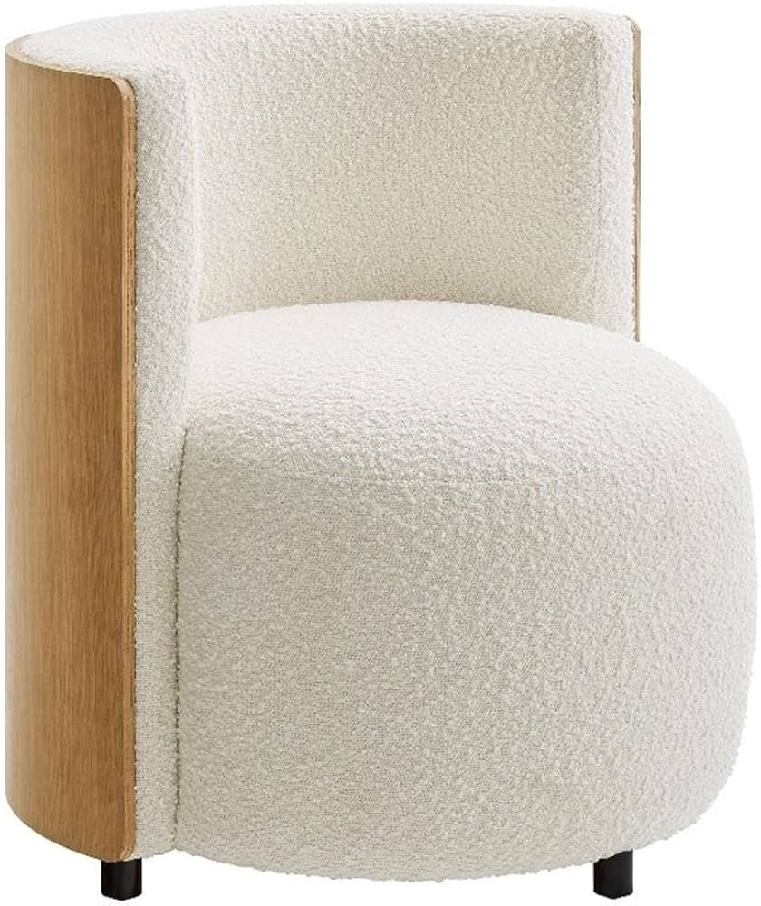 MAKLAINE Contemporary Accent Chair, Boucle Upholstered Bentwood Design, Natural Ivory Finish, Rou... | Amazon (US)