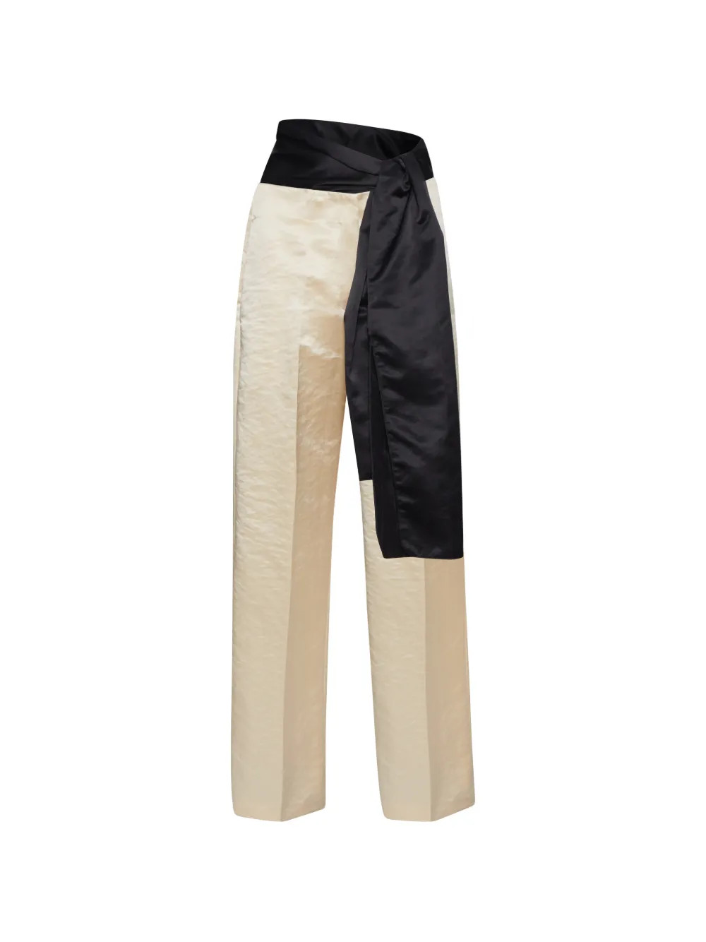 Forte Forte satin-effect belted straight trousers - Neutrals | Farfetch Global