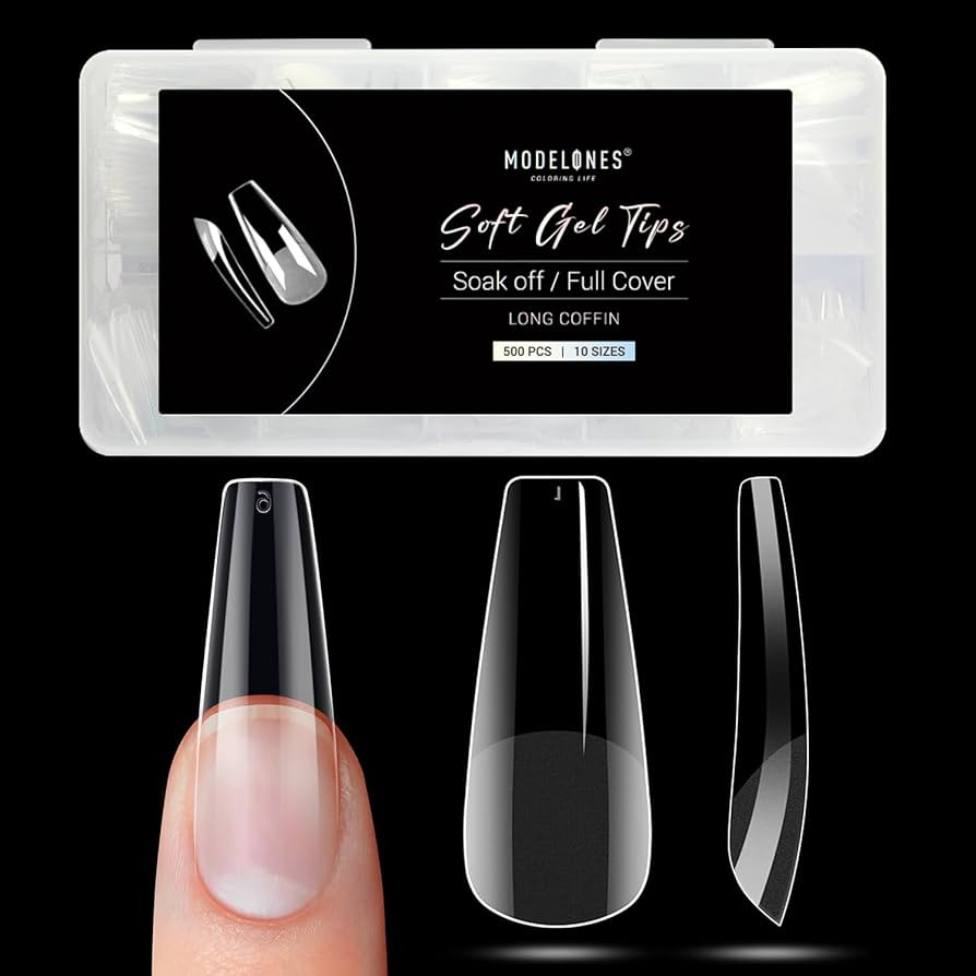Modelones Coffin Nail Tips - 500Pcs Pre-shaped Half Matte Full Cover False Nails Gel Nail Tips Ac... | Amazon (US)