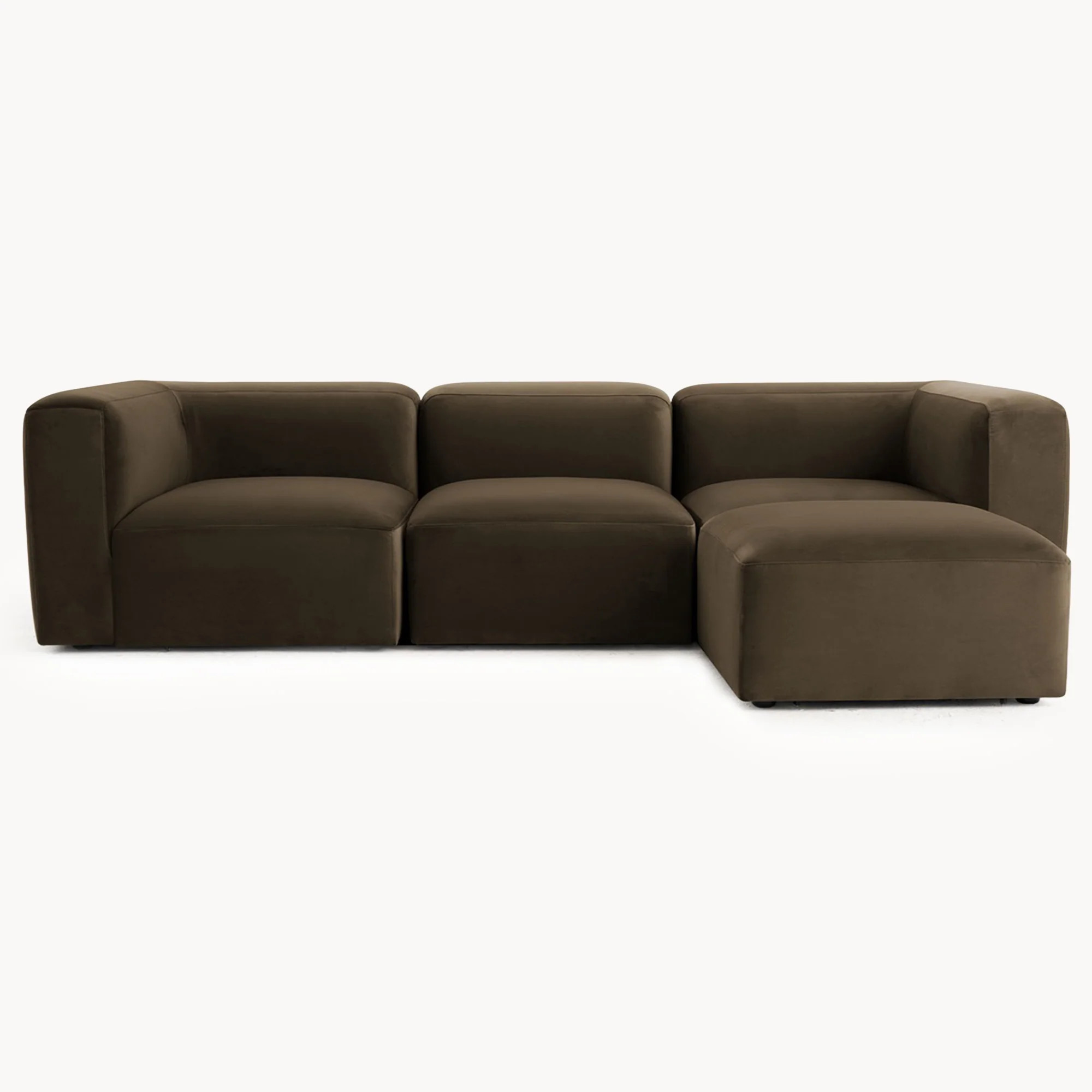 Philo Performance Velvet Modular Sofa (3-Seater+Ottoman) | Pop Maison