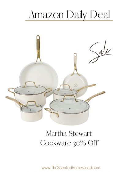 White and gold cookware, Martha Stewart cookware set, Amazon sale

#LTKhome #LTKsalealert #LTKGiftGuide