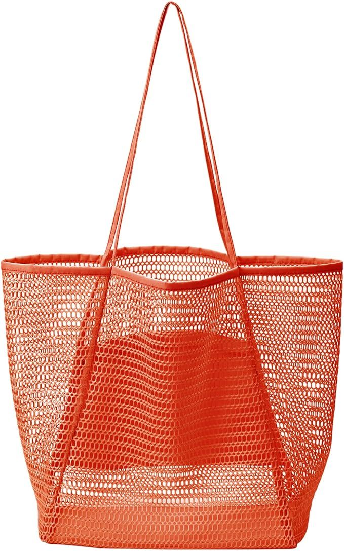 Jereture Mesh Beach Tote Womens Shoulder Handbag, Women Foldable MAX 23L Casual Tote Bag Hobo Bag... | Amazon (US)