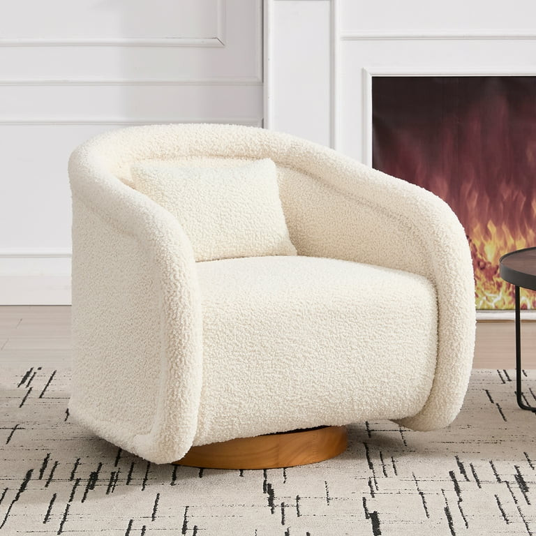 MDQMD Swivel Accent Chair Comfy Plush Teddy Fabric with Pillow 360\u00b0 Modern Lounge Chair for ... | Walmart (US)