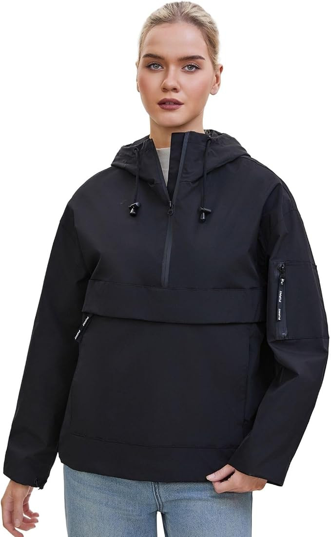 PUFFIT Rain Jacket Women, Women’s Lightweight Anorak Pullover Hoodie Jacket, Water-Resistant | Amazon (US)