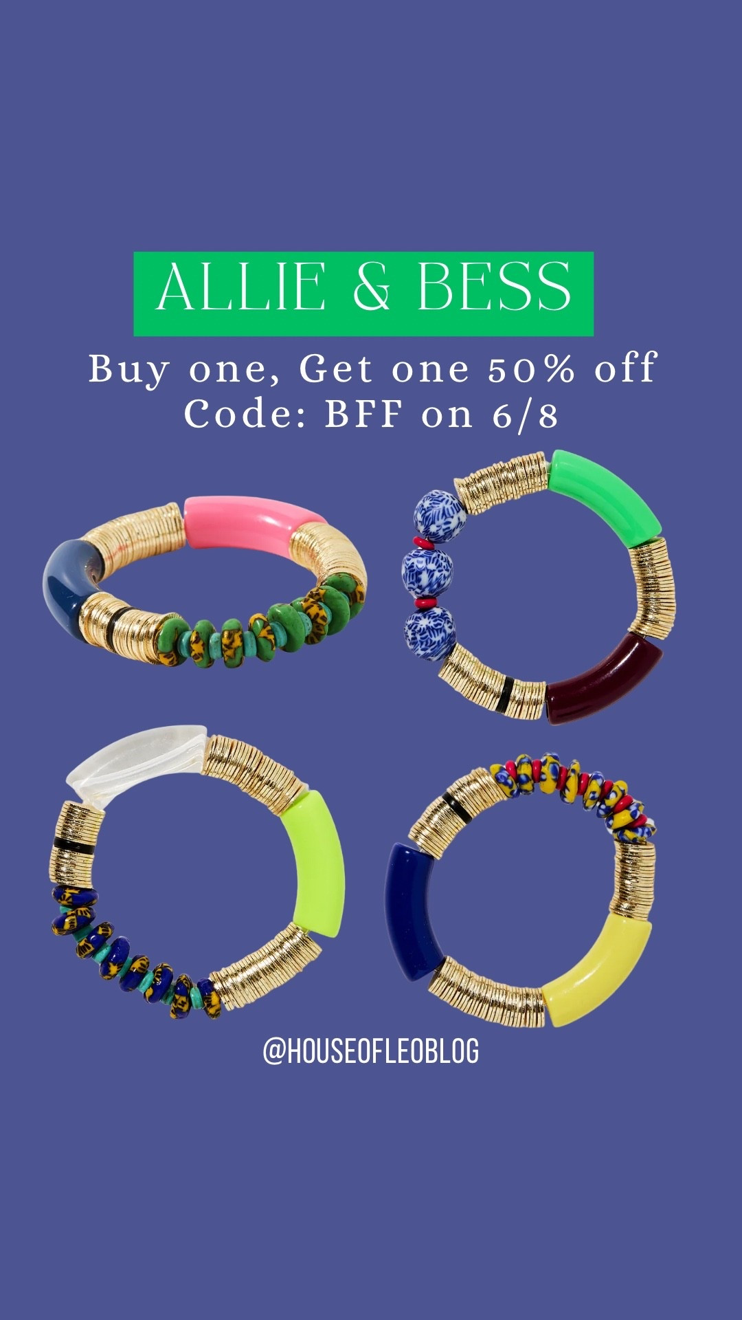 Code BFF or HOUSEOFLEO20. Beaded bracelets.

#LTKSaleAlert