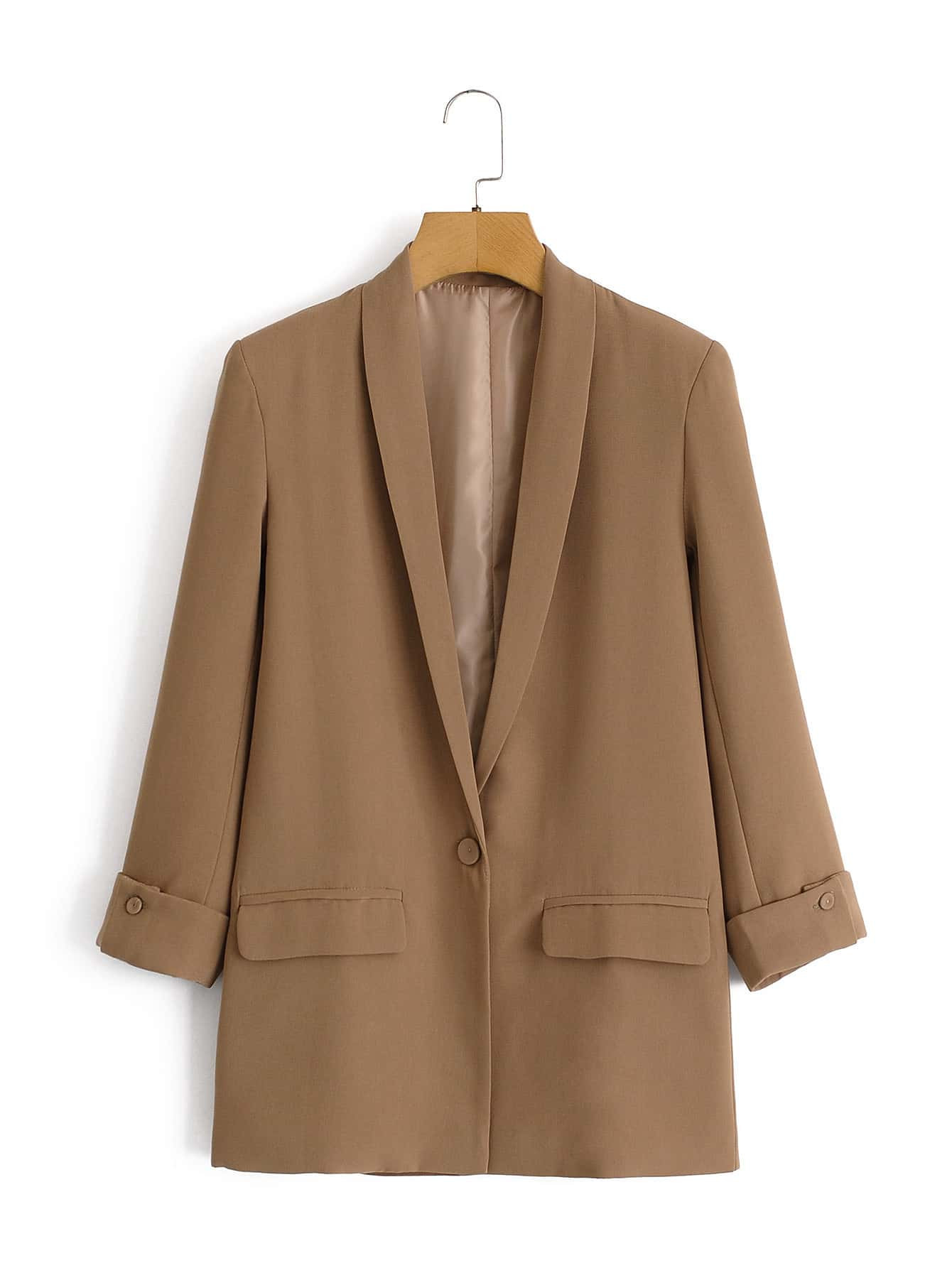 SHEIN Privé Solid Shawl Collar Blazer | SHEIN