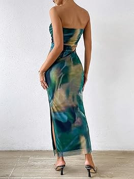 Milumia Women's Summer Tie Dye Strapeless Tube Dress Ruched Bodycon Maxi Dress | Amazon (US)