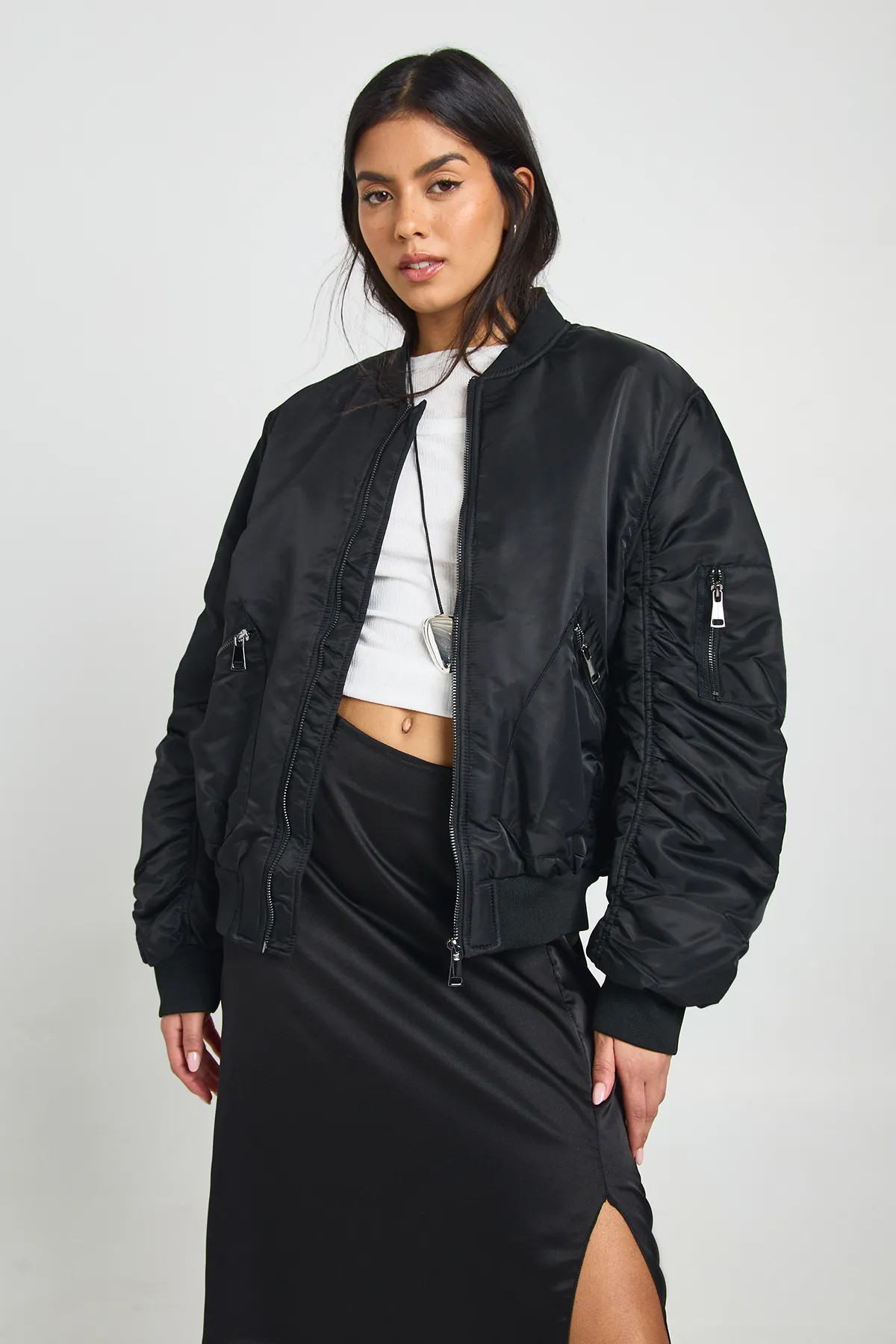 Jackets & Coats | Oversized Bomber Jacket | boohoo | boohoo (US & Canada)