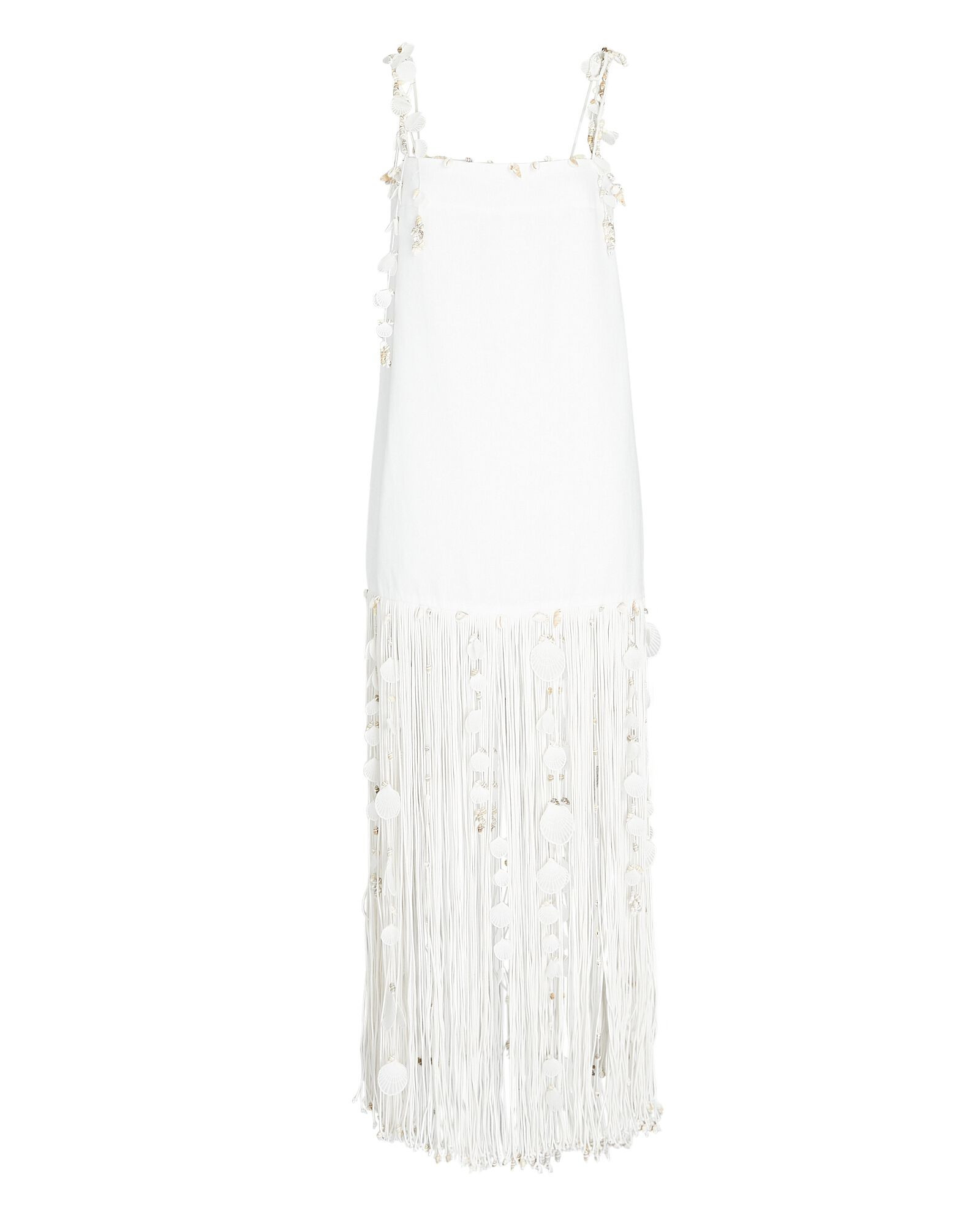 Postcard Linen Shell-Embellished Fringed Dress | INTERMIX