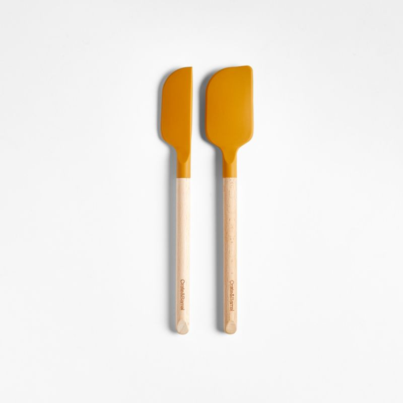 Crate & Barrel Yellow Silicone and Wood Mini Spatulas, Set of 2 | Crate & Barrel | Crate & Barrel