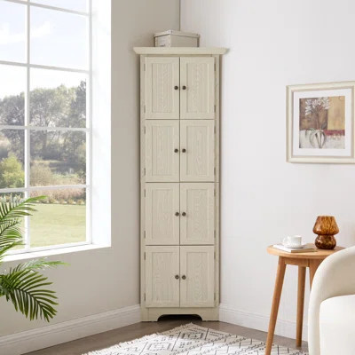 72” Tall Farmhouse Corner Storage Cabinet, 4-Tier 8-Door Corner Pantry Cabinet with Adjustable Shelves for Kitchen Bathroom Living Room | Wayfair North America