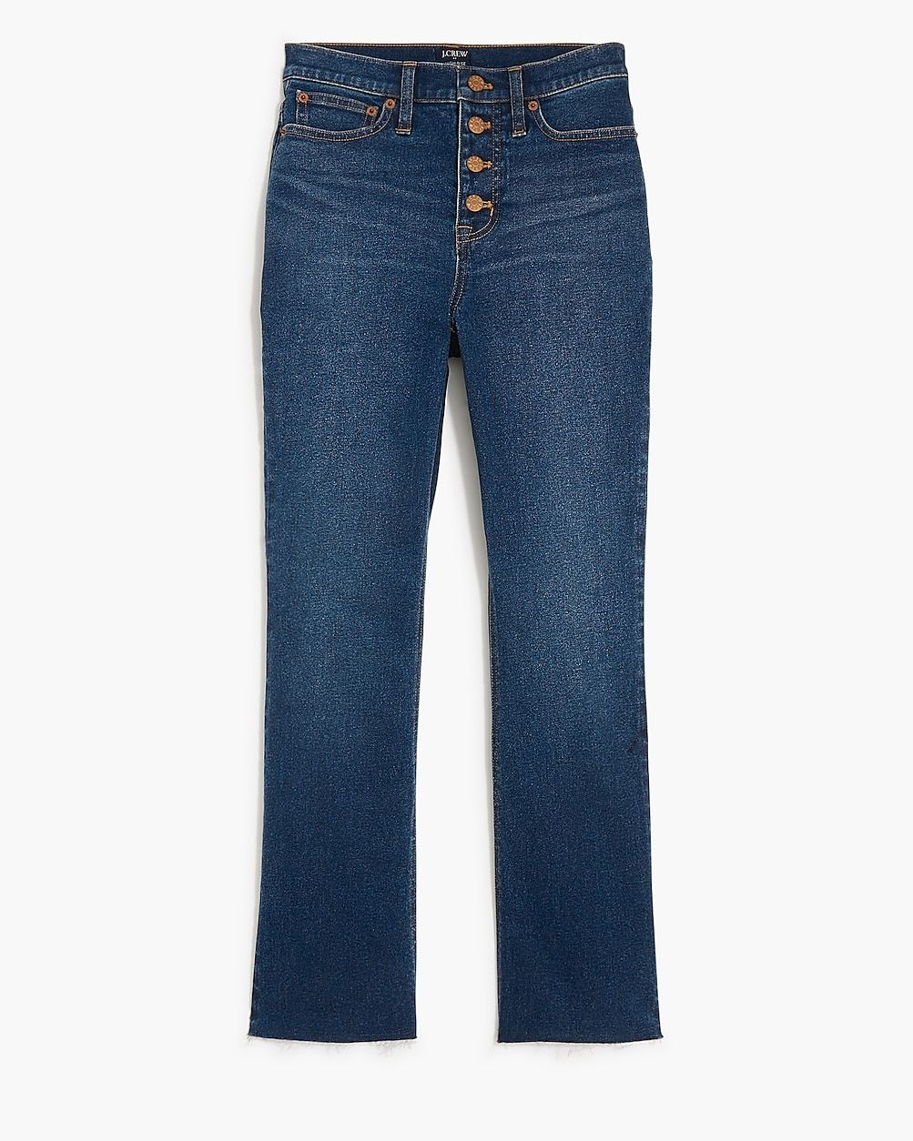 High-rise flare crop jean with button fly in all-day stretch | J.Crew Factory