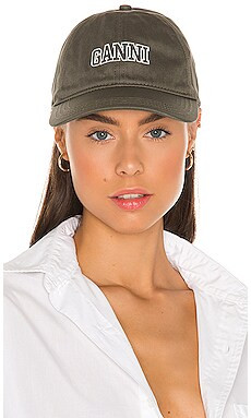 Ganni Cotton Baseball Cap in Kalamata from Revolve.com | Revolve Clothing (Global)