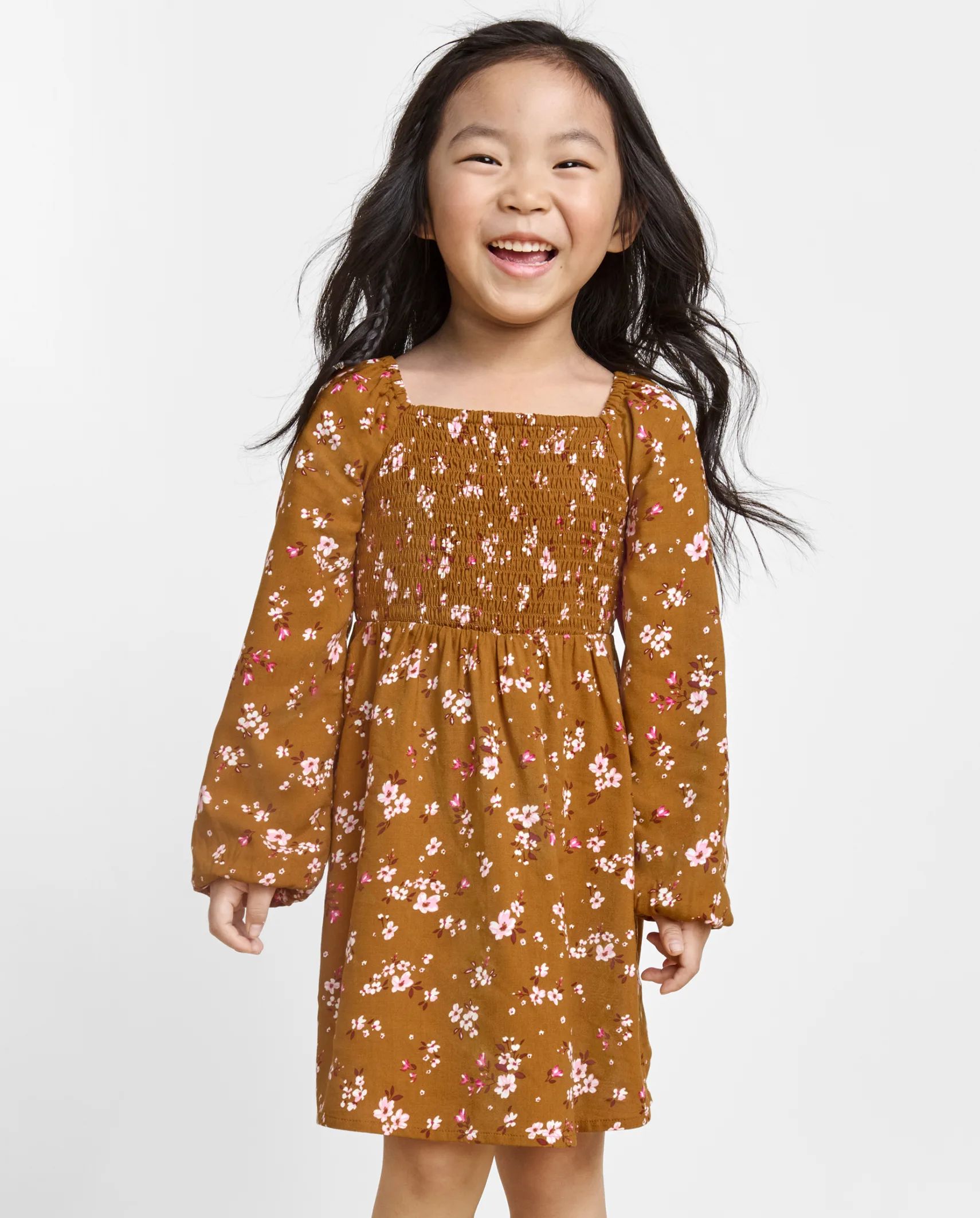 Baby And Toddler Girls Mommy And Me Floral Smocked Dress - honey comb | The Children's Place