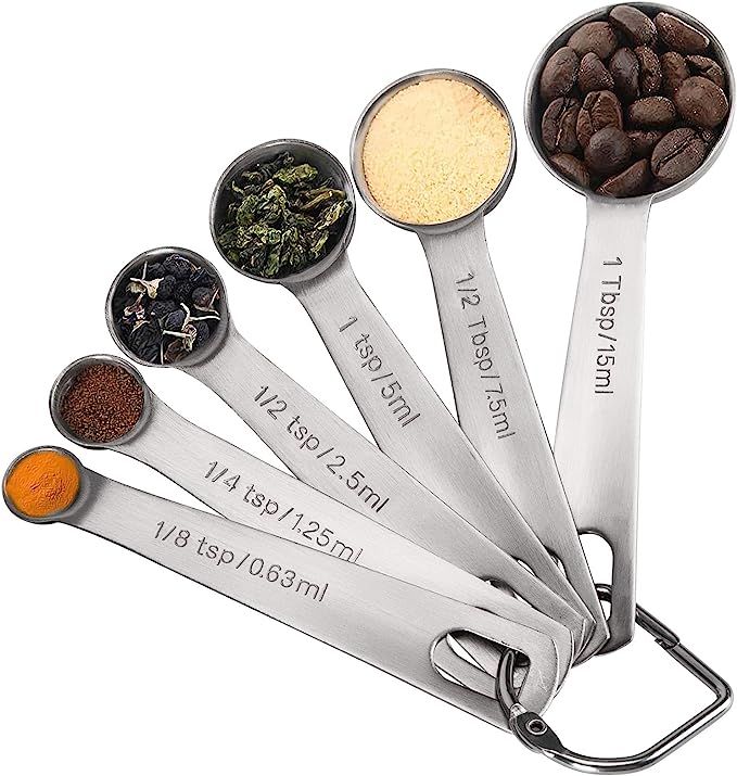 Measuring Spoons, Premium Heavy Duty 18/8 Stainless Steel Measuring Spoons Cups Set, Small Tables... | Amazon (US)