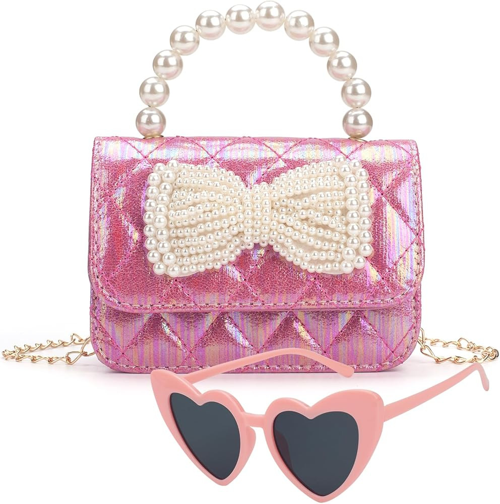 Toddler Purse, Kids Crossbody Bag Little Girls Bow Purse, Chirstmas Birthday Gift | Amazon (US)