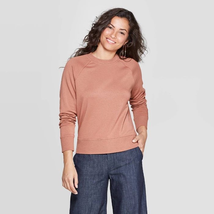 Women's Long Sleeve Crewneck French Terry Raglan Pullover - A New Day™ | Target